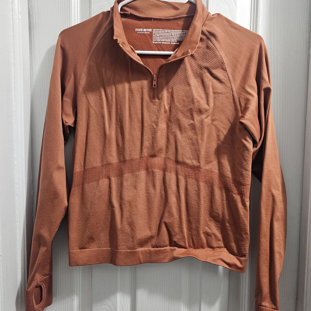 Pink Active  Women's Rust Zip Up Crop Top